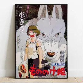 Poster Princesse Mononoké tableau en bois Characters 35 x 50 cm 